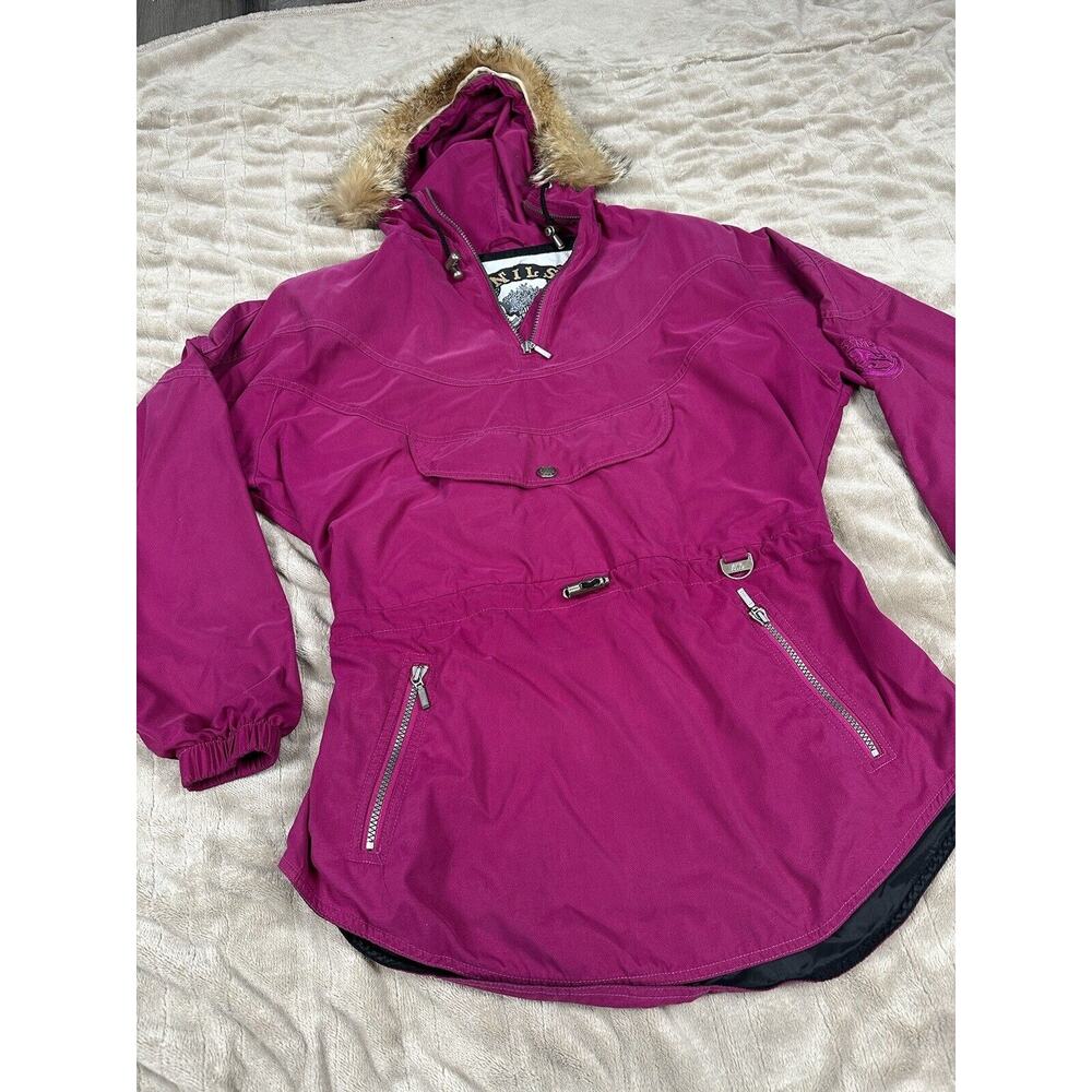 Nils Rare Vintage 80s Pink Pullover Ski-Jacket Coyote Fur Hood Size 10